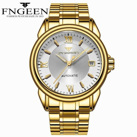 FNGEEN Full Automatic Watch Men Gold Mechanical Watches Waterproof Luminous Hands Date Calendar montre automatique homme 6602