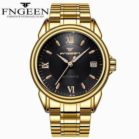 FNGEEN Full Automatic Watch Men Gold Mechanical Watches Waterproof Luminous Hands Date Calendar montre automatique homme 6602