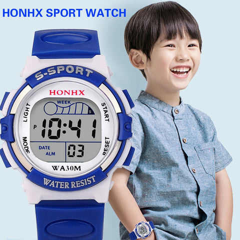 2019 Hot sell Waterproof Children Boys Digital LED Sports Watch Kids Alarm Date Sports Watch Casual reloj Select Gift for kid A