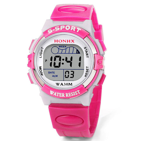 2019 Hot sell Waterproof Children Boys Digital LED Sports Watch Kids Alarm Date Sports Watch Casual reloj Select Gift for kid A