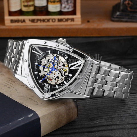 Men Watch Hollow Triangular Mechanical Watches Stainless Steel Men's Wristwatches Fashion Brand Men Clock Male Dropshipping!!!