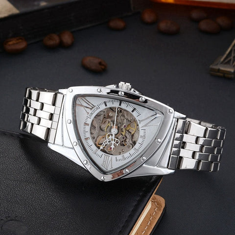 Men Watch Hollow Triangular Mechanical Watches Stainless Steel Men's Wristwatches Fashion Brand Men Clock Male Dropshipping!!!