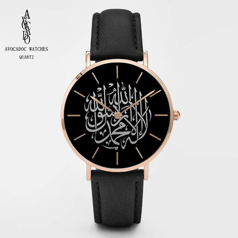 AVOCADO 2019 Men's Watches Black arabic watch Leather strap Reloj arabe negro