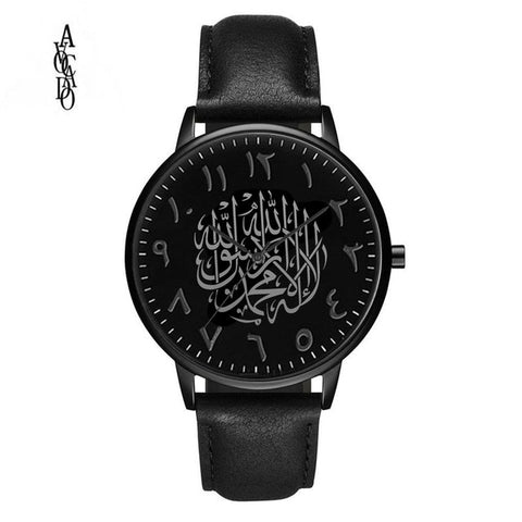 AVOCADO 2019 Men's Watches Black arabic watch Leather strap Reloj arabe negro