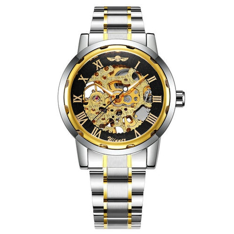 2019 WINNER Mechanical Watches For Men Hand-wind Steel Watches Roman Number Skeleton Wristwatches Luminous Hands reloj hombre