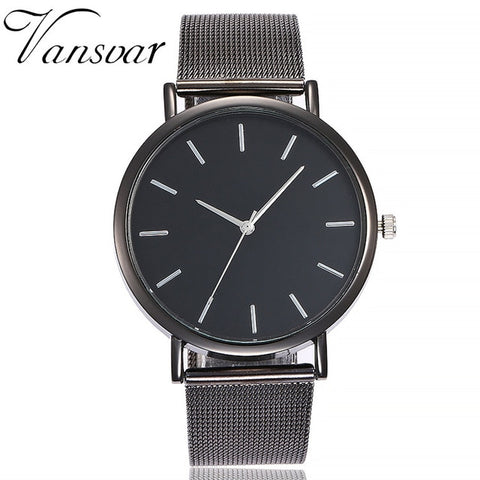 Vansvar Women's Watches Round Dail Luxury Silver Clock Reloj Classic Casual Alloy Fashion Quartz Wristwatch Relogio Feminino