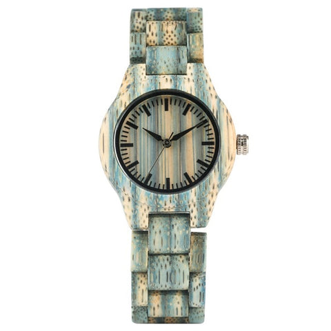 Top Luxury Colorful Wood Watch Women's Quartz Full Bamboo Wooden Clock Female Fashion Candy Color Bracelet Hour Lady Wrist Watch