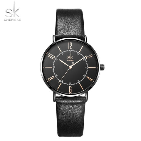 Shengke Couple Watch Set Men's Ladies Wrist Watches Analog Brown Fashion Simple Leather Strap Valentine Love Birthday Gifts