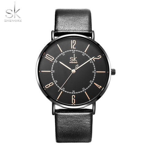 Shengke Couple Watch Set Men's Ladies Wrist Watches Analog Brown Fashion Simple Leather Strap Valentine Love Birthday Gifts