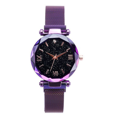 Fashion Ladies Watch Women Luxury Wrist Watches Rose Gold Purple Magnet Clasp Adjusting Strap Beautiful Elegant Women's Clock